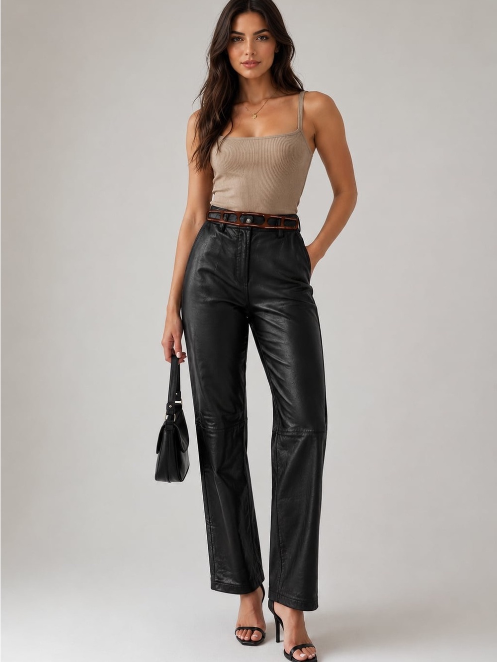 Boutique Europa Women’s Black Genuine Leather Pants Tall Size 10